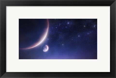 Framed Two planets against a starry sky Print