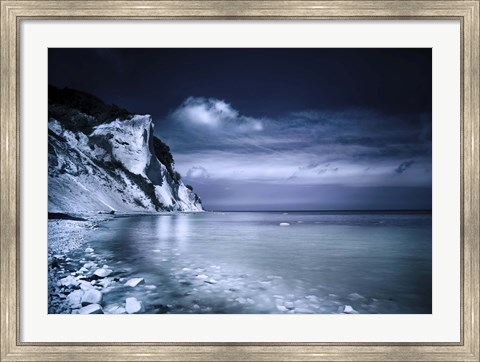 Framed Chalk mountains and seaside, Mons Klint cliffs, Denmark Print