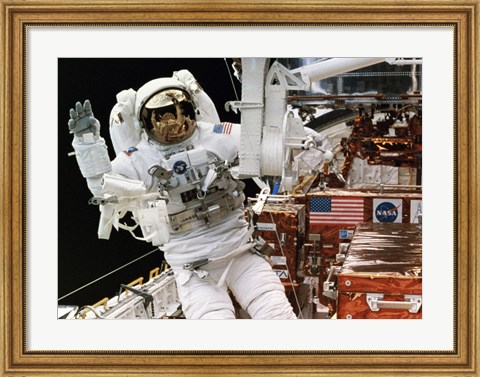 Framed Astronaut in a Space Shuttle Print