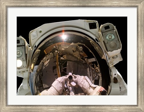 Framed Astronaut Taking a Self-Portrait in space Print