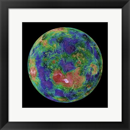Framed Hemispheric view of Venus, June 3, 1996 Print