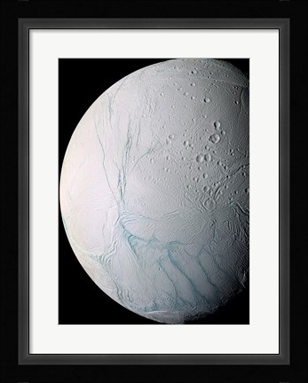 Framed South Pole of Saturn's Moon Enceladus Print