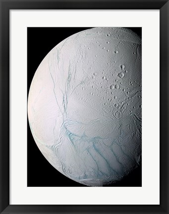 Framed South Pole of Saturn's Moon Enceladus Print