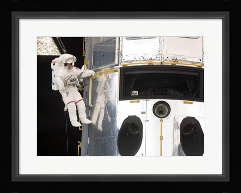 Framed Astronaut performs work on the Hubble Space Telescope Print