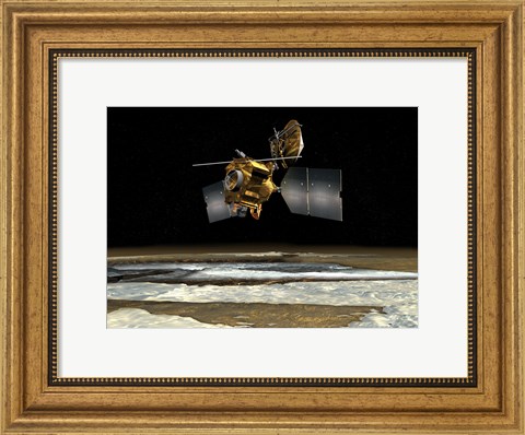 Framed Satellite over the poles of planet Mars Print