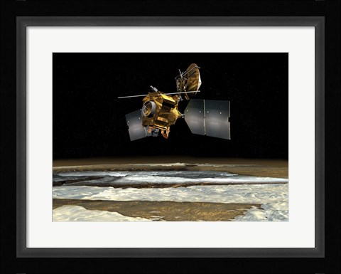 Framed Satellite over the poles of planet Mars Print