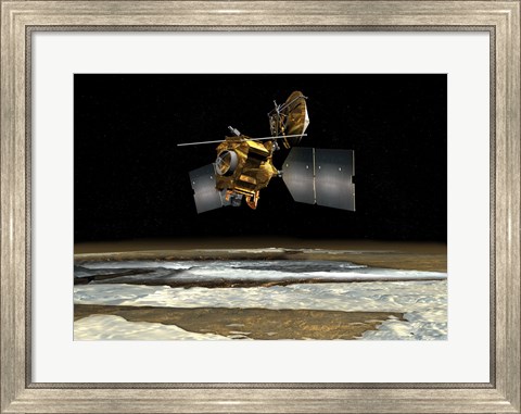 Framed Satellite over the poles of planet Mars Print