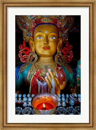 Framed Maitreya Buddha at Thiksey Monastery, Leh, Ledakh, India Print