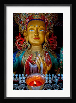 Framed Maitreya Buddha at Thiksey Monastery, Leh, Ledakh, India Print