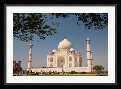 Framed Asia, India, Taj Mahal with trees above as framing element Print