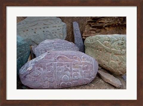 Framed Prayer stones, Ladakh, India Print