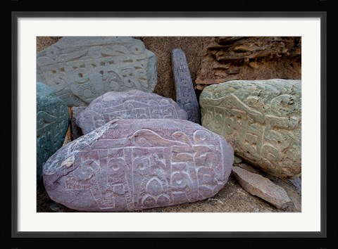 Framed Prayer stones, Ladakh, India Print