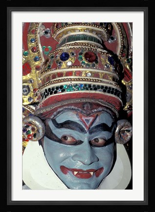 Framed Kathakali Dancer Portrays Scenes from Hindu Epics, India Print