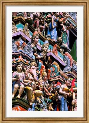 Framed Hindu Figurines on Temple, Bangalore, India Print