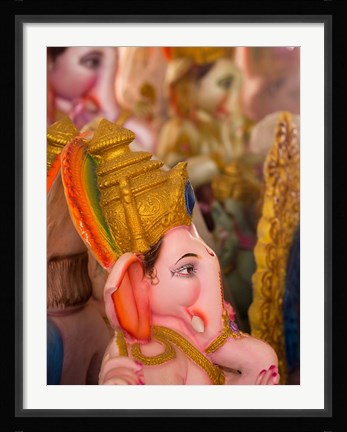 Framed Ganesha statue for the Ganesha Chaturthi festival, Bangalore, India Print