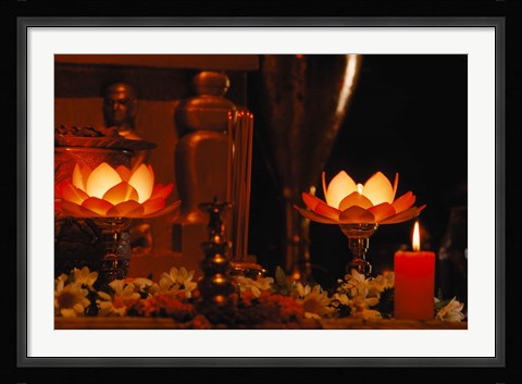 Framed Hindu Prayer Altar, India Print