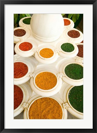Framed Bowls of Spices from Above, Agra, India Print