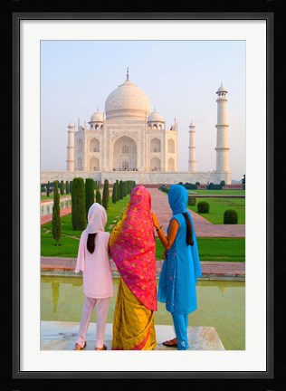 Framed Hindu Women with Veils in the Taj Mahal, Agra, India Print