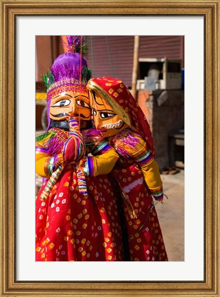Framed Puppets For Sale in Downtown Center of the Pink City, Jaipur, Rajasthan, India Print