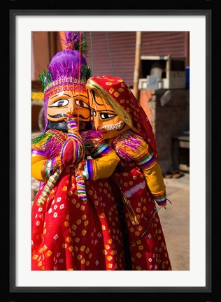 Framed Puppets For Sale in Downtown Center of the Pink City, Jaipur, Rajasthan, India Print
