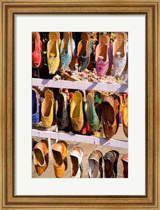 Framed Shoes For Sale in Downtown Center of the Pink City, Jaipur, Rajasthan, India Print