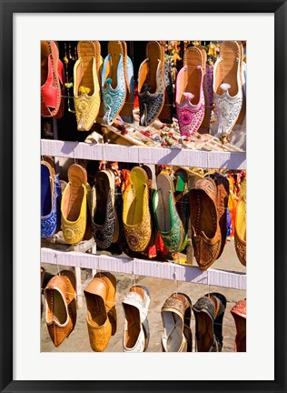 Framed Shoes For Sale in Downtown Center of the Pink City, Jaipur, Rajasthan, India Print