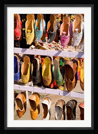 Framed Shoes For Sale in Downtown Center of the Pink City, Jaipur, Rajasthan, India Print