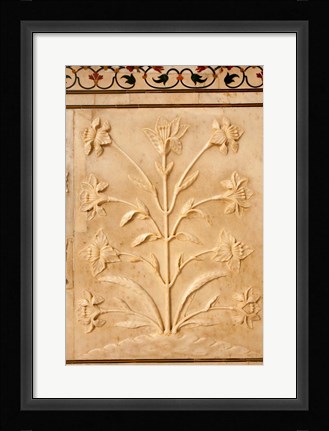 Framed Carving detail, Taj Mahal, Agra, Uttar Pradesh, India. Print