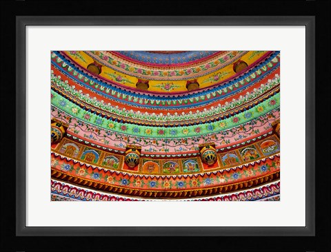 Framed Ceiling of Shree Laxmi Narihan Ji Temple, Jaipur, Rajasthan, India. Print