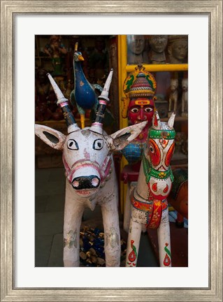 Framed Colorful local handicrafts, Pushkar, Rajasthan, India. Print