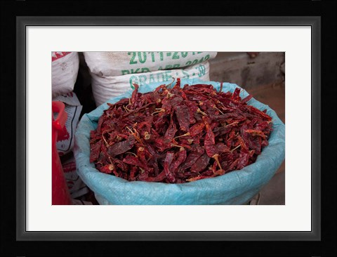 Framed Dried chilies, Jojawar, Rajasthan, India. Print