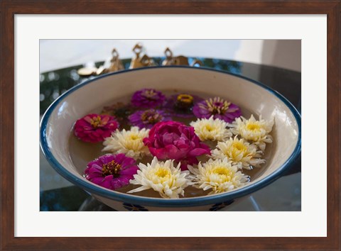 Framed Flowers in a bowl, Rawal Jojawar Hotel, Jojawar, Rajasthan, India. Print