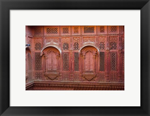 Framed Intricately carved walls of Mehrangarh Fort, Jodhpur, Rajasthan, India Print