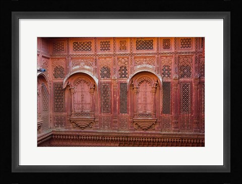 Framed Intricately carved walls of Mehrangarh Fort, Jodhpur, Rajasthan, India Print