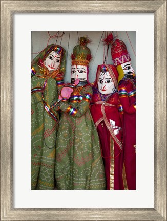 Framed Kathputli, traditional Rajasthani puppets, Pushkar, Rajasthan, India Print
