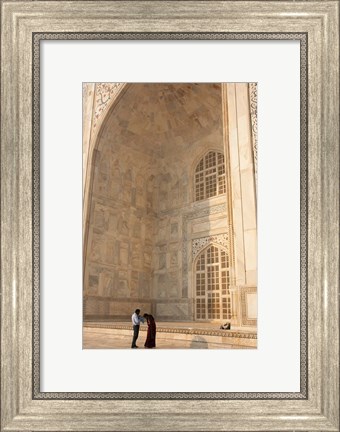 Framed Visitors dwarfed by the Taj Mahal, Agra, Uttar Pradesh, India Print