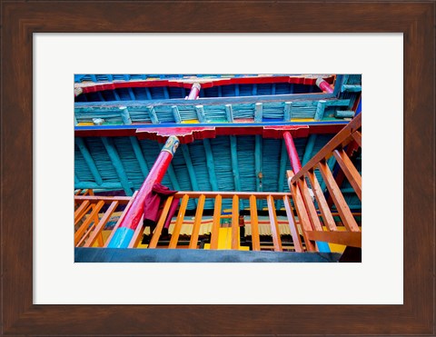 Framed Brightly painted building detail, Shey Palace, Ladakh, India Print