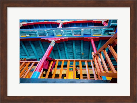 Framed Brightly painted building detail, Shey Palace, Ladakh, India Print
