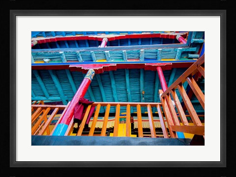 Framed Brightly painted building detail, Shey Palace, Ladakh, India Print