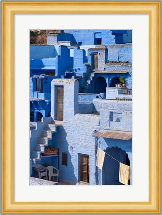 Framed Traditional blue painted house, Jodphur, Rajasthan, India Print