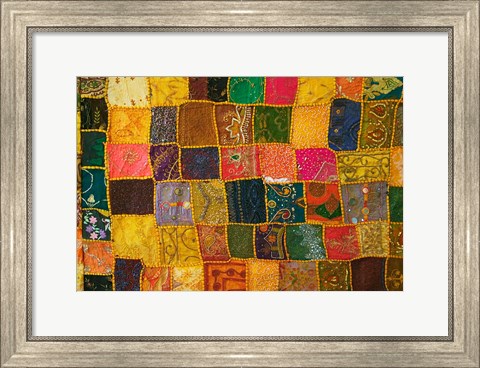 Framed Colorful Carpet, Pushkar, Rajasthan, India Print