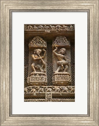 Framed Details of Bas Relief of Orissa Dancers at Sun Temple, Konark, Orissa, India Print