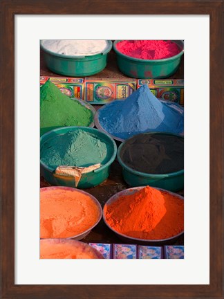 Framed Selling Holy Color Powder at the Market, Puri, Orissa, India Print