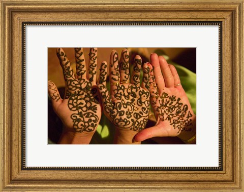 Framed Woman&#39;s Palm Decorated in Henna, Jaipur, Rajasthan, India Print