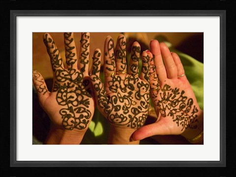 Framed Woman's Palm Decorated in Henna, Jaipur, Rajasthan, India Print