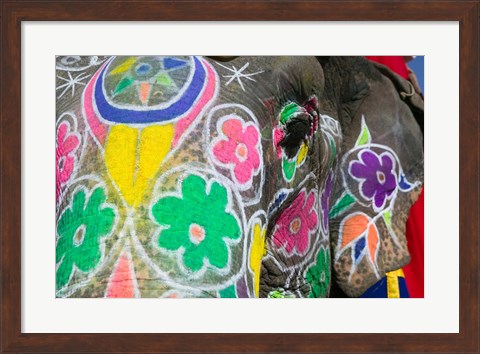 Framed Painted Elephant, Amber Fort, India Print