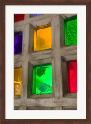 Framed Stained Glass of the City Palace, Rajasthan, India Print