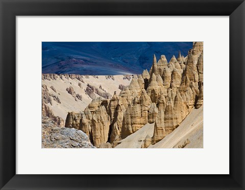 Framed Eroded formation of mountain, Himalayas, Ladakh, India Print