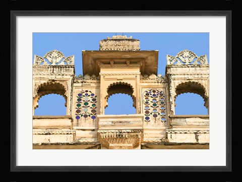 Framed Architectual detail on City Palace, Udaipur, Rajasthan, India Print