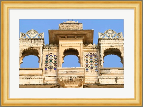 Framed Architectual detail on City Palace, Udaipur, Rajasthan, India Print